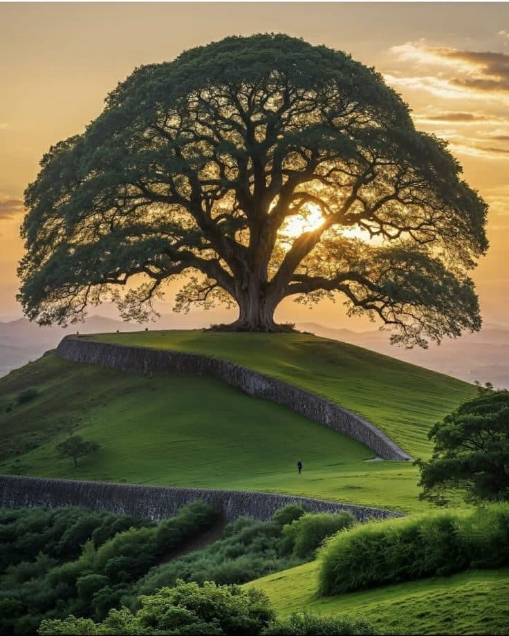Baum im Licht – Symbol für Wurzeln und Kraft